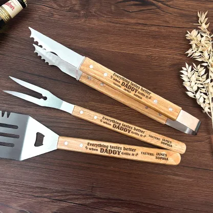 Everything Tastes Better When Daddy Grills It - Personalized BBQ Spatula Or Tool set
