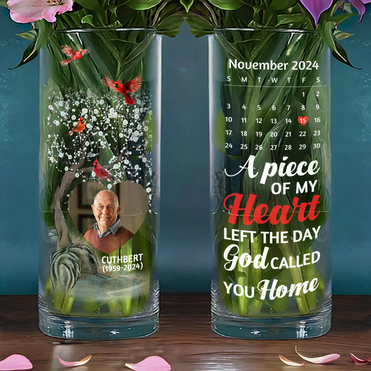 The Day God Called You Home - Personalized Glass Vase