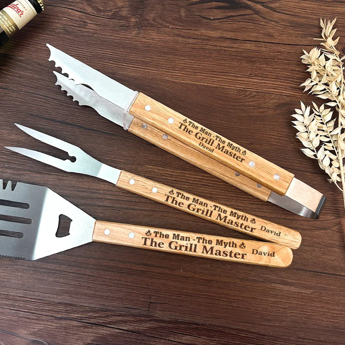 The Man The Myth The Grill Master - Personalized BBQ Spatula Or Tool set