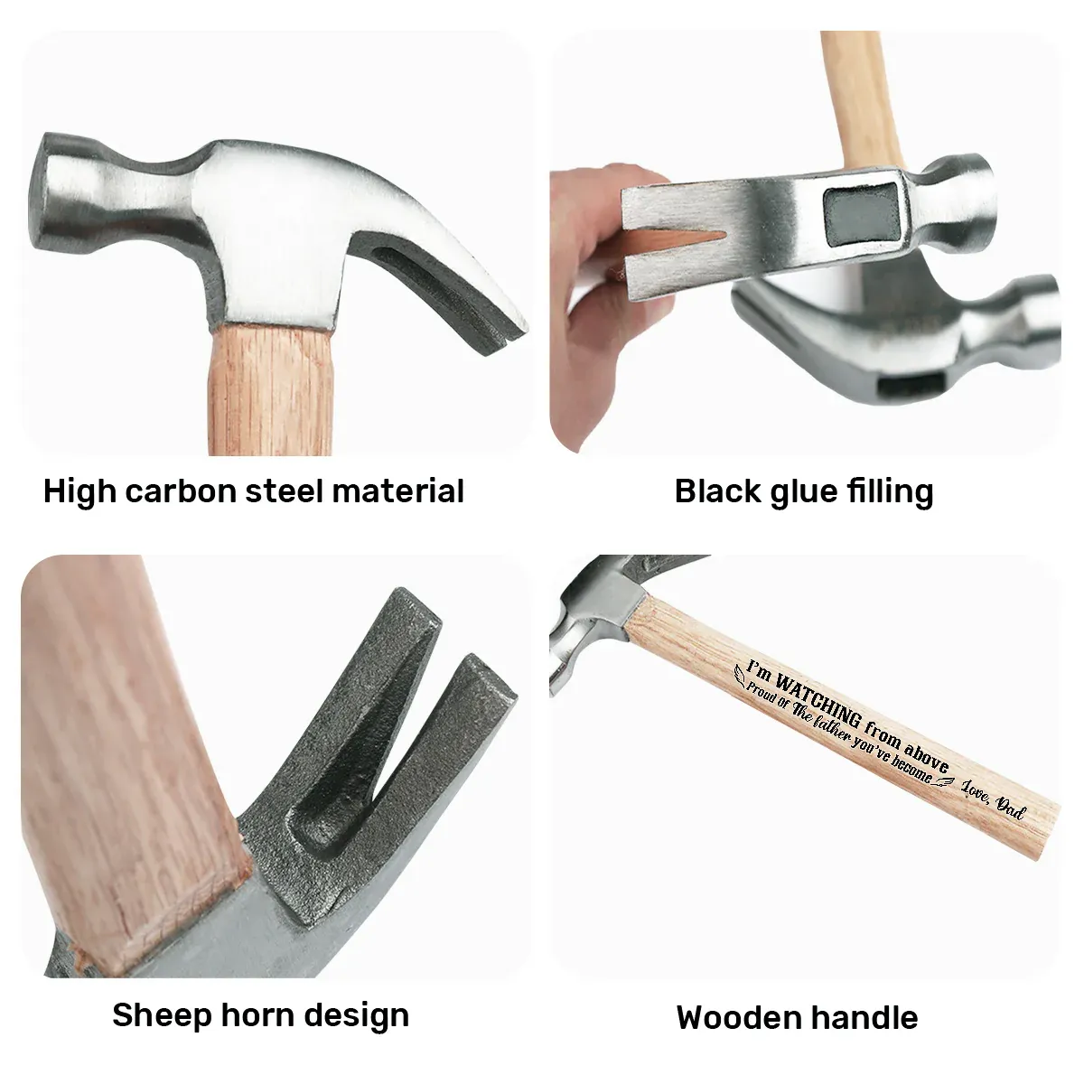 I’m Watching From Above, Proud Of The Dad You’ve Become - Personalized Wooden Hammer