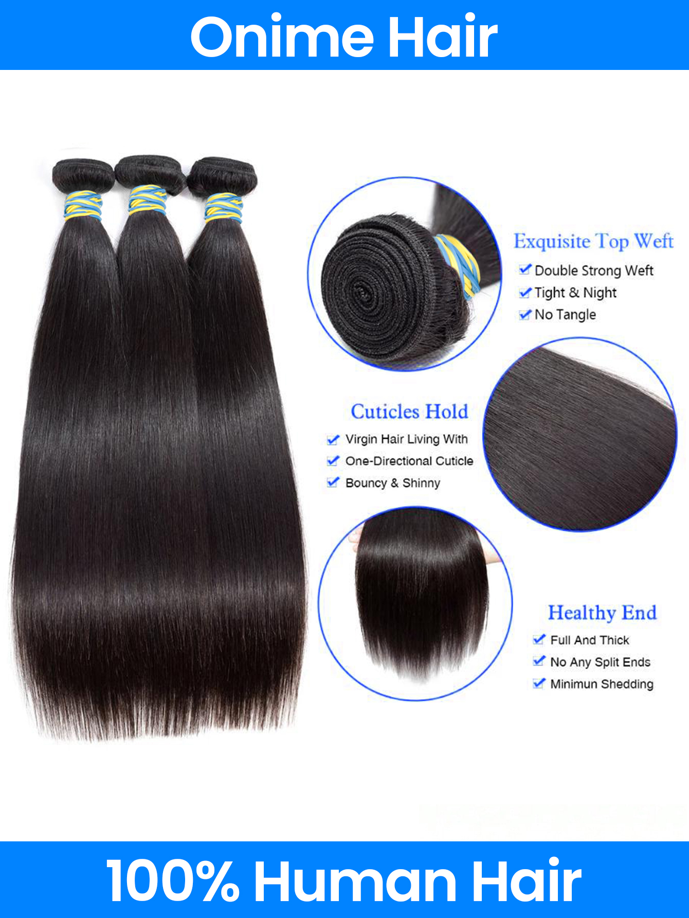 Onime 3 Bundles Of Super Virgin Straight Hair Bundle Deals Human Hair Straight Weave