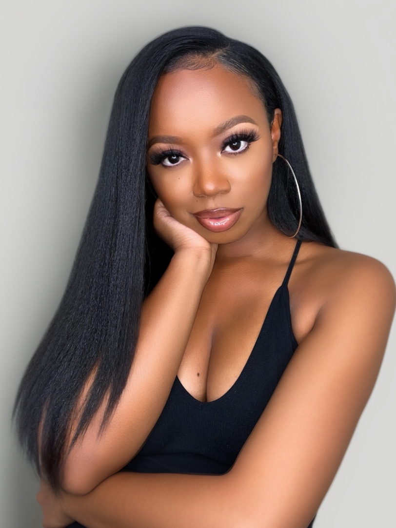 Onime 13x6 Pre-Everything Wig _ Yaki Straight Kinky Edges Crystal 13x6 Lace Front Ear to Ear Put on and Go Wig