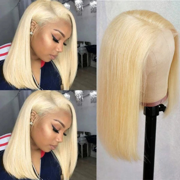 Onime 613 Blonde Bob Wigs Human Hair Lace Front Wigs Preplucked with Baby Hair