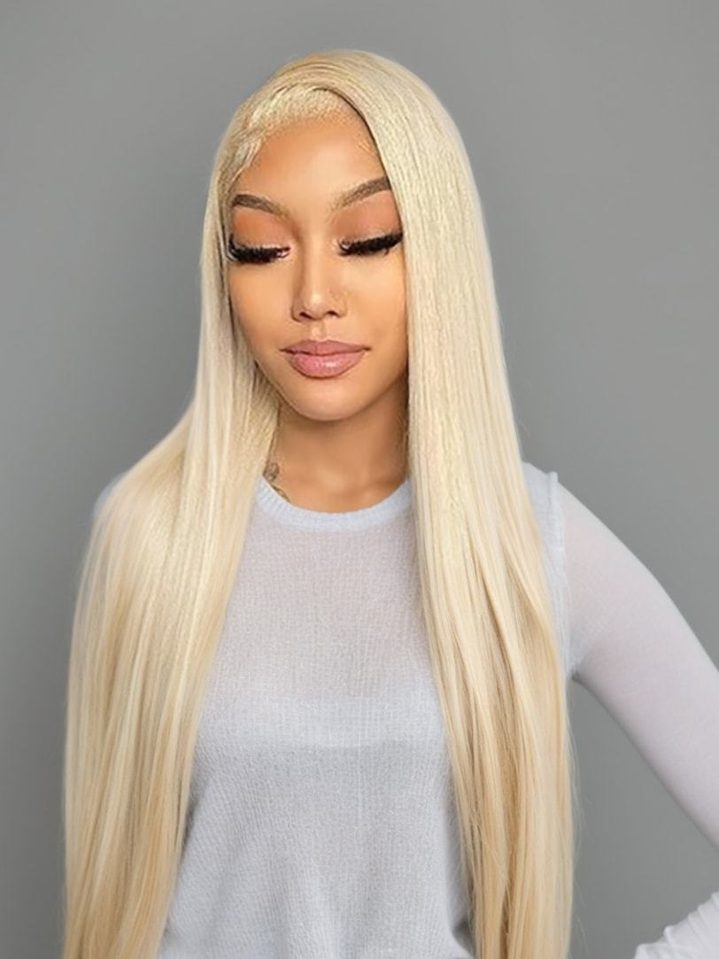 Onime 613 Blonde Color Full Lace Frontal Wig 180% Density Straight 100% Human Hair Wig
