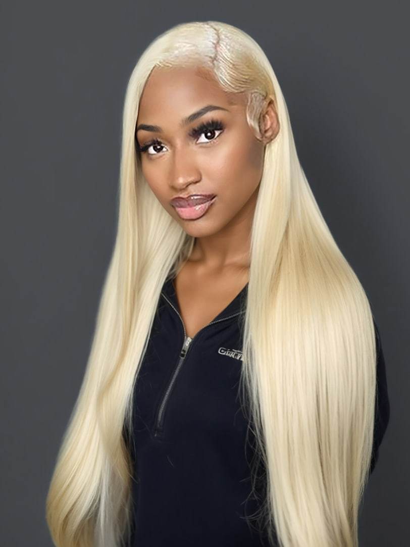 Onime 613 Blonde Color Full Lace Frontal Wig 180% Density Straight 100% Human Hair Wig