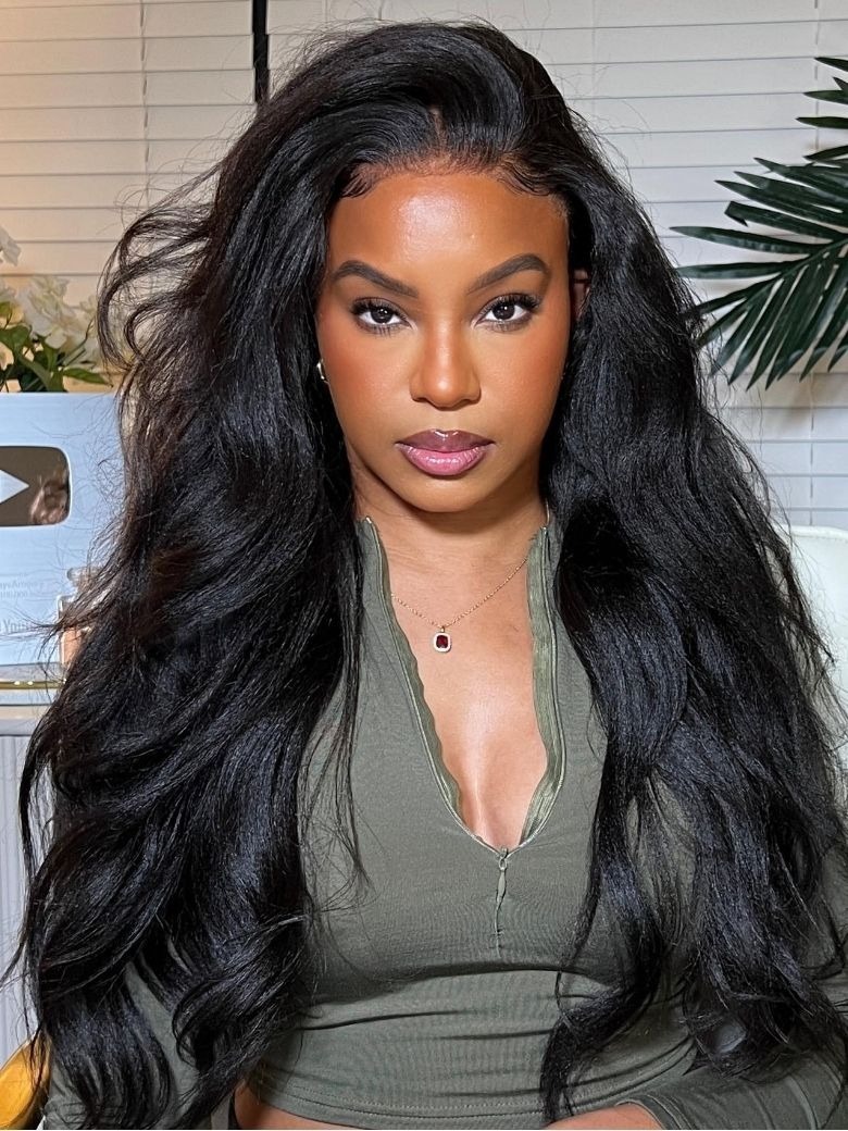 Onime Youtuber's Same Yaki Straight 7x7 And 5x5 Bye Bye Knots Put On and Go Glueless Lace Wig Light Kinky Straight