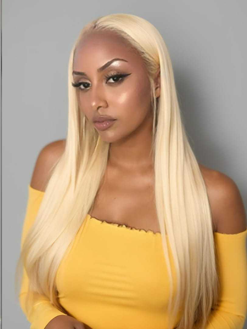 Onime 613 Blonde Color Full Lace Frontal Wig 180% Density Straight 100% Human Hair Wig