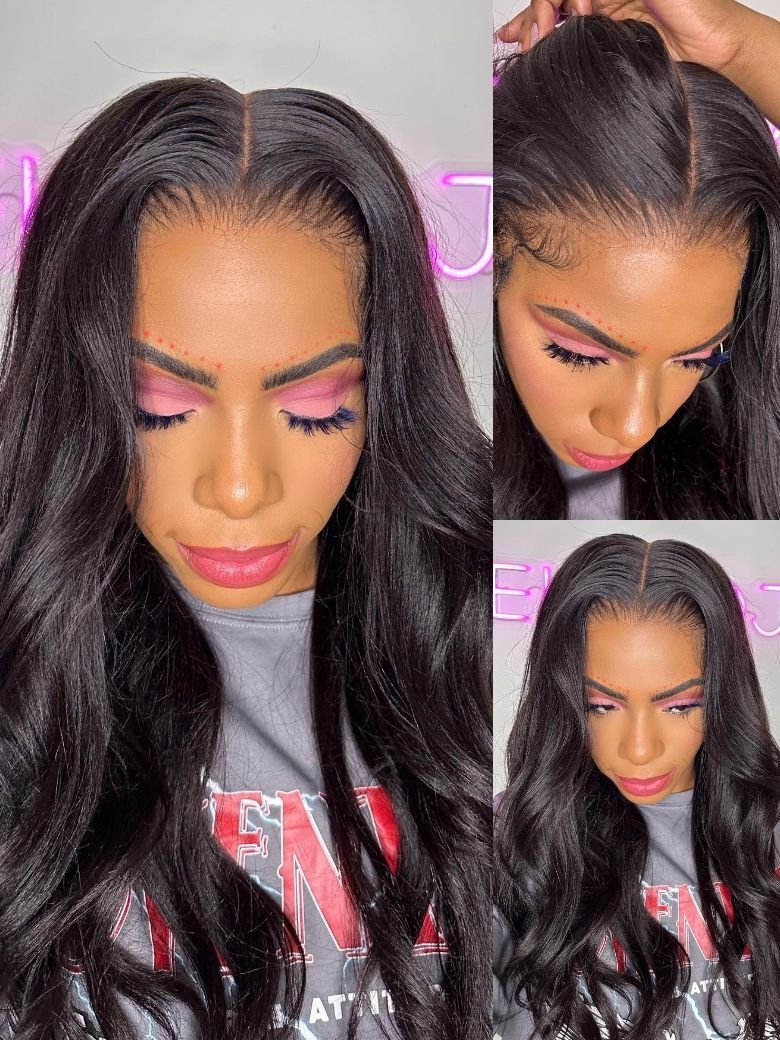 Onime Youtuber's Same Yaki Straight 7x7 And 5x5 Bye Bye Knots Put On and Go Glueless Lace Wig Light Kinky Straight