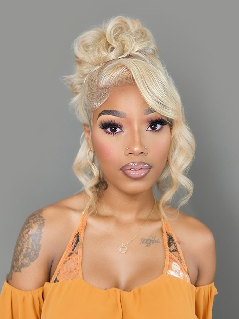 Onime 613 Blonde Color Full Lace Frontal Wig 180% Density Straight 100% Human Hair Wig