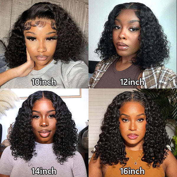 Onime Wear Go Wigs Water Wave Hair Pre Cut 4x4 HD Lace Closure Short Bob Glueless Wig