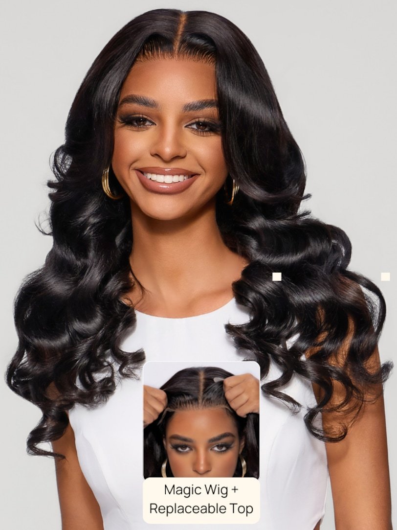 Onime Magic Lace Wig Put On and Go Body Wave Wig with Optional 7x7 Replaceable Lace Closure