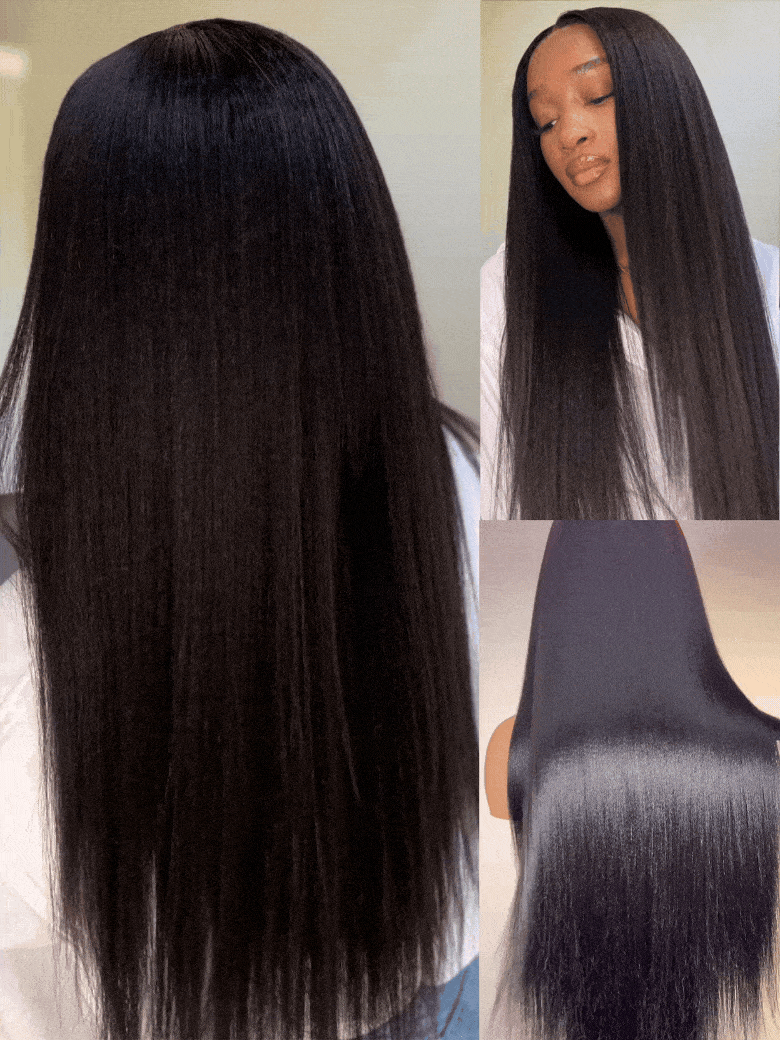Onime Youtuber's Same Yaki Straight 7x7 And 5x5 Bye Bye Knots Put On and Go Glueless Lace Wig Light Kinky Straight