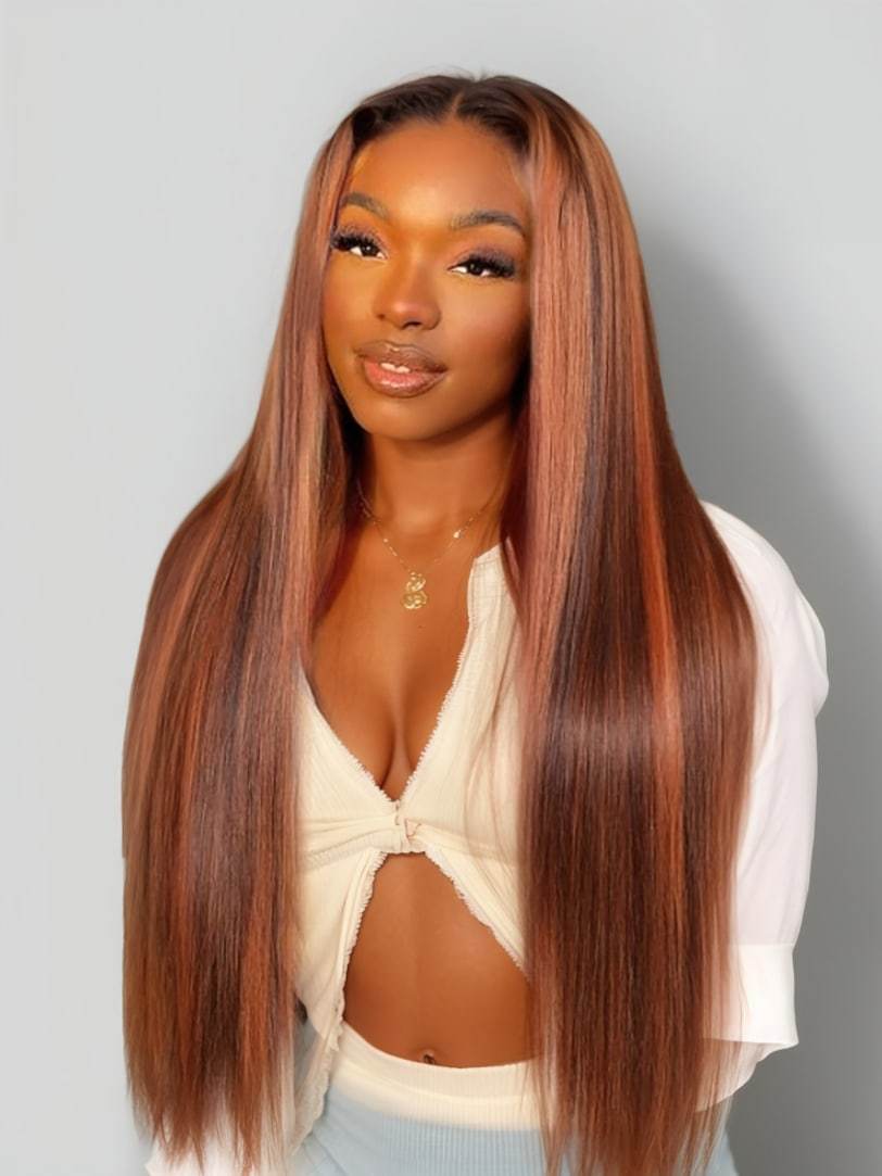 Onime Pre everything Wig 2.0™ _ 13x4 Lace Front Mixed Ginger Straight Highlights Transparent Wig Put On And Go