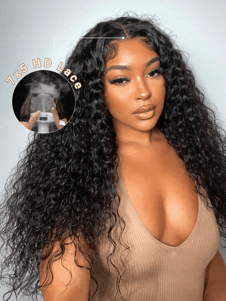 Onime 5x5 And 7x7 HD BlendAway Glueless Wig Water Wave Pre-Everything Human Hair Wig Match All Skin Tones