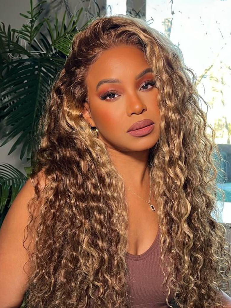 Onime Bye Bye Knots Wig 2.0™| Onime 13x4 Honey Blonde Water Wave Pre Bleached Put on and Go Highlight Lace Wig