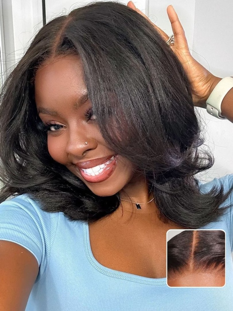 Pre everything Wig 2.0™|Onime 13x4 Yaki Bob Real Ear to Ear Lace Front Put on and Go Wig