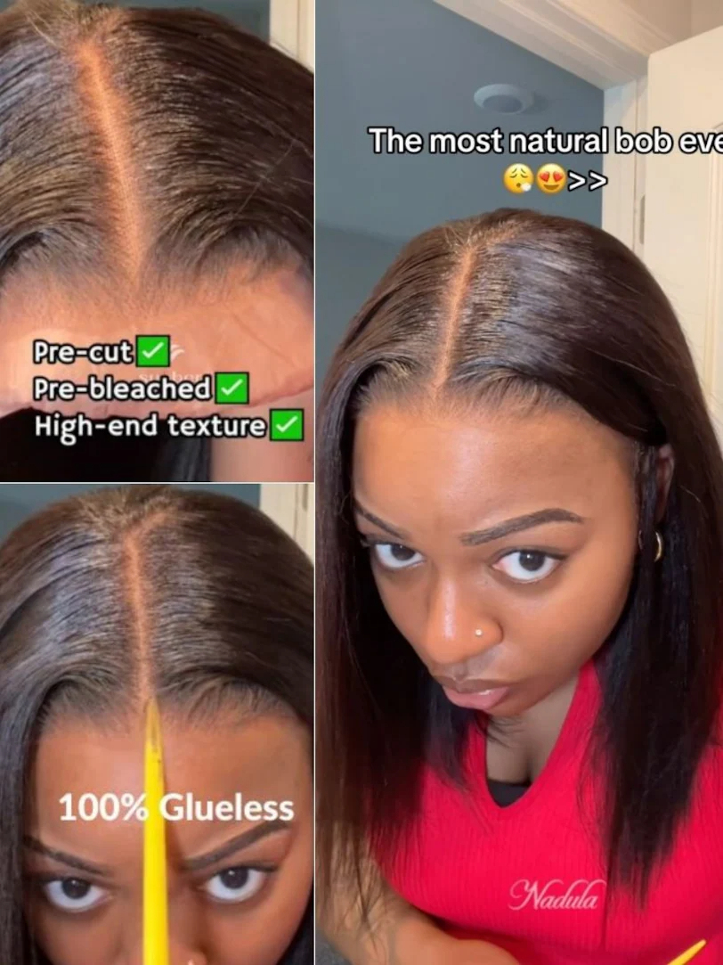 Onime Bye Bye Knots Yaki Straight Bob Wig 5x5 Pre-Bleached Natural Looking Glueless Wig with Invisi Drawstring