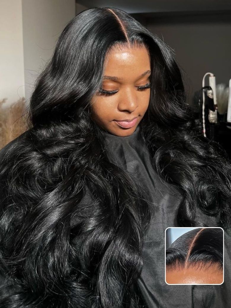 Onime 5x5 HD BlendAway Glueless Wig Body Wave Human Hair Wig with Bleached Knots Match All Skin