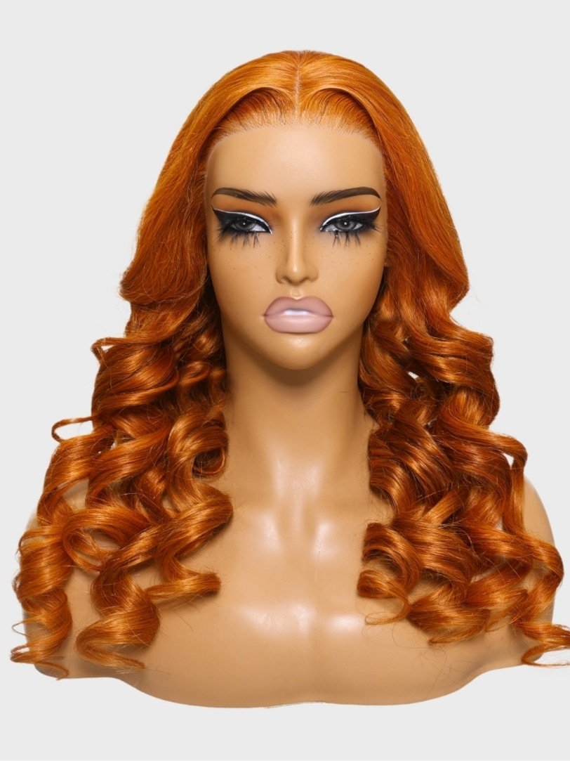 Onime Pre Everything Wig 2.0™ _ 13x4 Lace Front Orange Ginger Colored Body Wave Put on and Go Transparent Wig