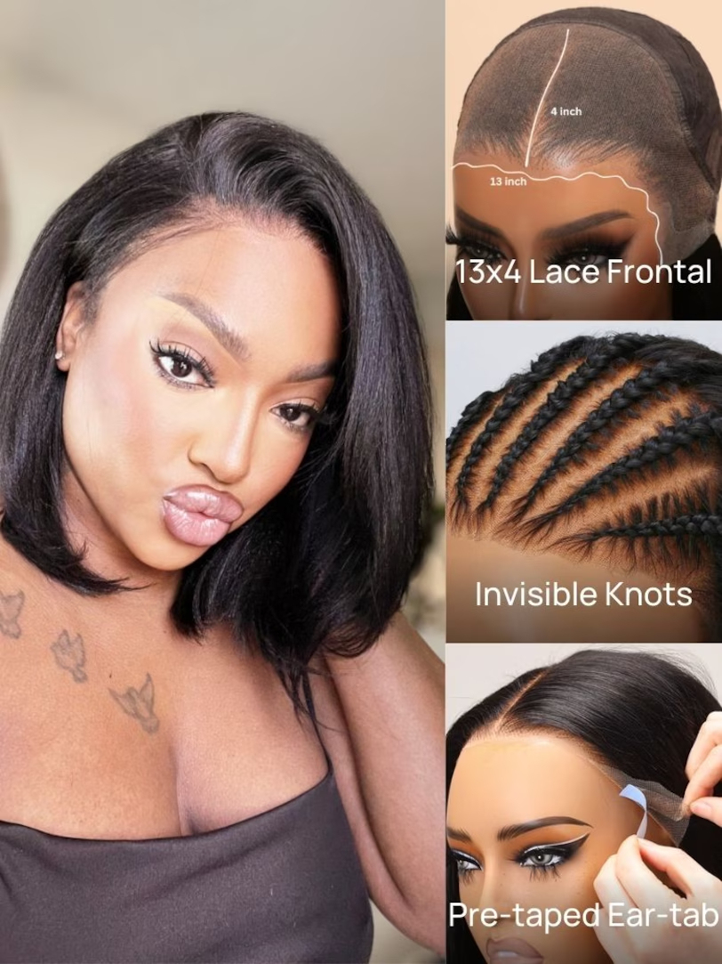 Onime Bye Bye Knots Yaki Straight Bob Wig 5x5 Pre-Bleached Natural Looking Glueless Wig with Invisi Drawstring