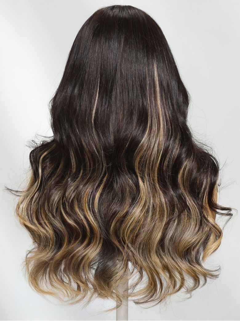 Onime 13x4 Bye Bye Knots Loose Body Wave Lace Closure Wig Dark Brown Wig with Face-Framing Highlights