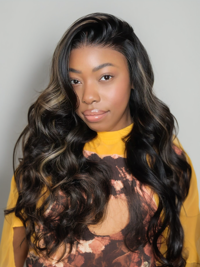 Onime 13x4 3D Body Wave Bye Bye Knots and 13x4 Pre-everything Blonde Highlight Glueless Lace Frontal Wig