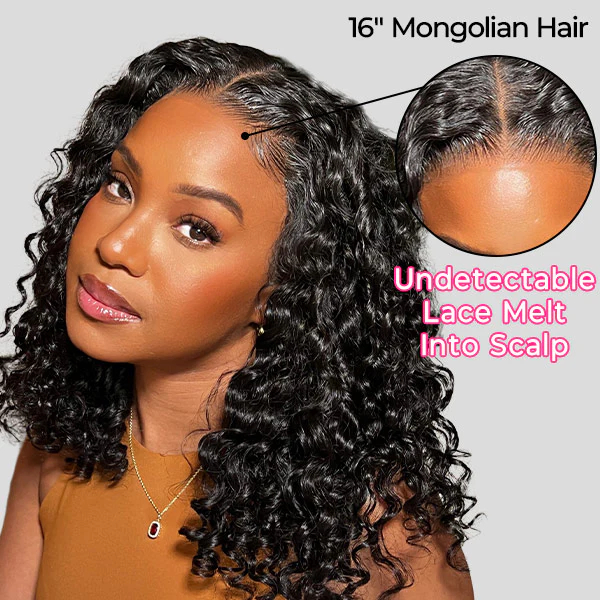 Onime Wear Go Wigs Water Wave Hair Pre Cut 4x4 HD Lace Closure Short Bob Glueless Wig