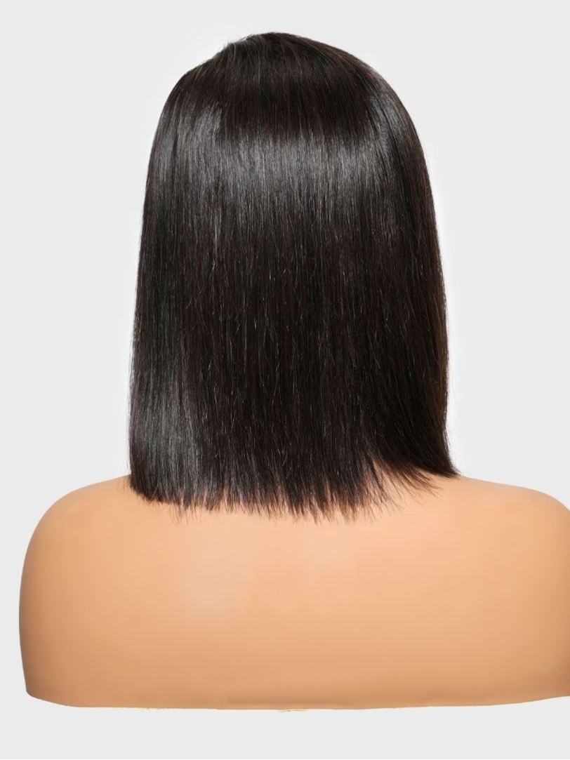 Onime 4x4 Pre-cut Lace Closure Bob Wig Side Part 12inch Pre-bleached Invisible Konts Put On and Go Human Hair Wig