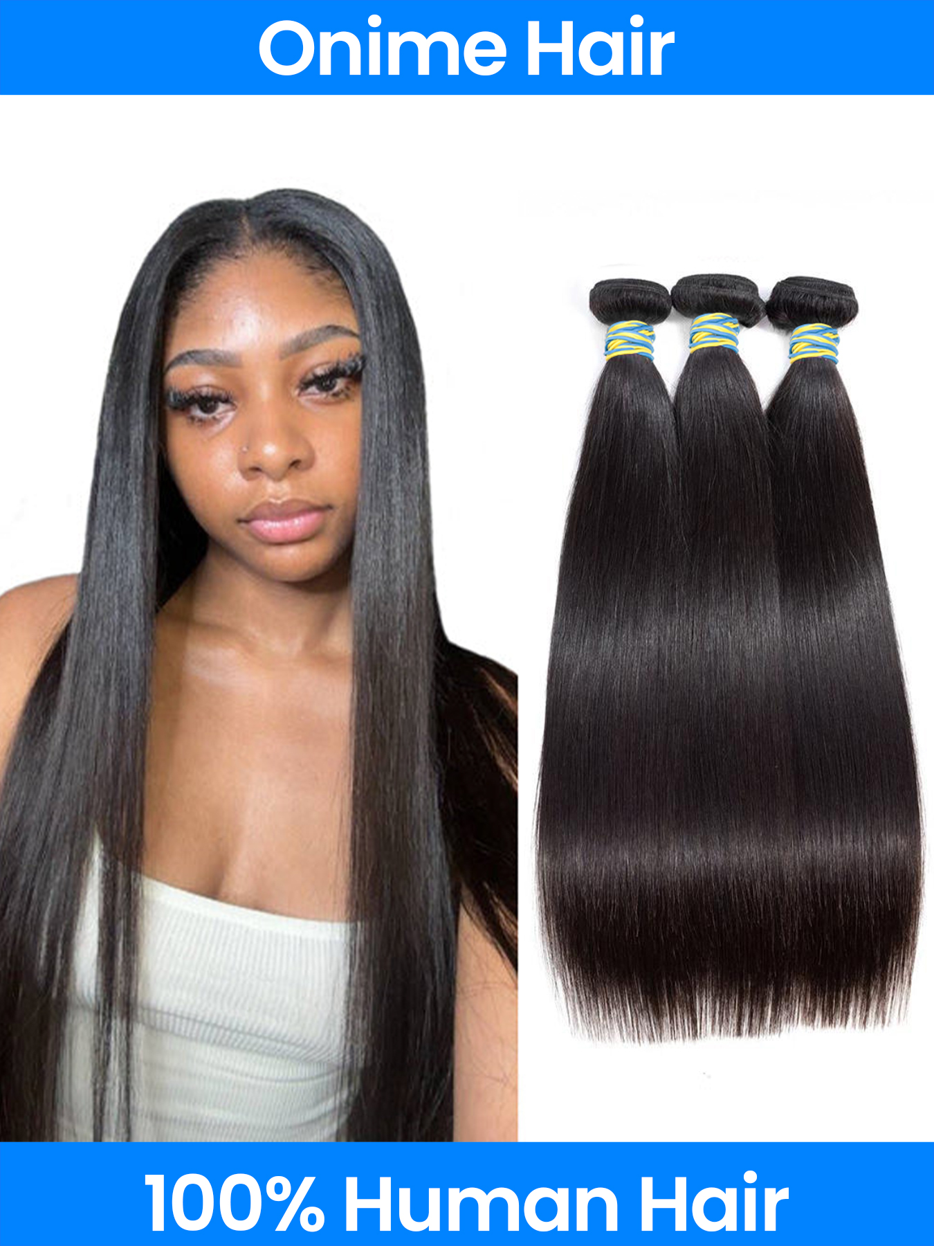 Onime 3 Bundles Of Super Virgin Straight Hair Bundle Deals Human Hair Straight Weave