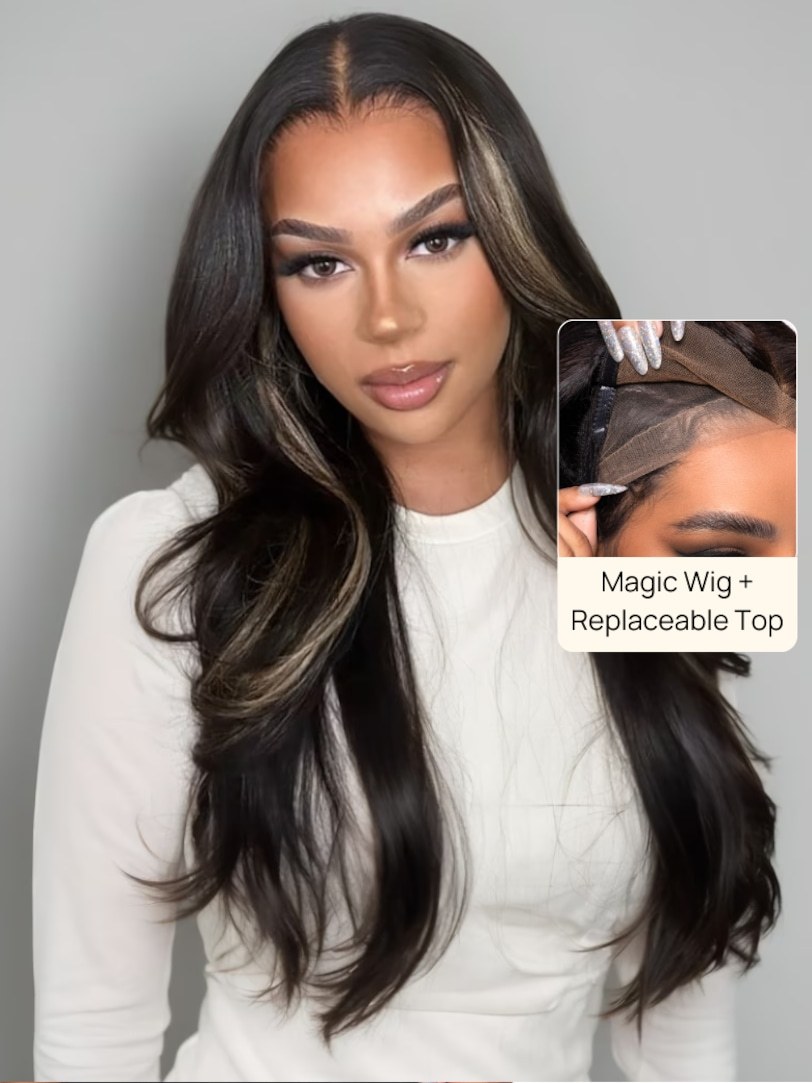 Onime Magic Lace Wig Put On and Go Body Wave Wig with Optional 7x7 Replaceable Lace Closure