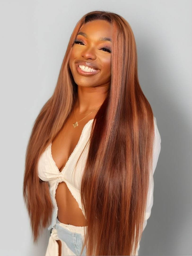 Onime Pre everything Wig 2.0™ _ 13x4 Lace Front Mixed Ginger Straight Highlights Transparent Wig Put On And Go