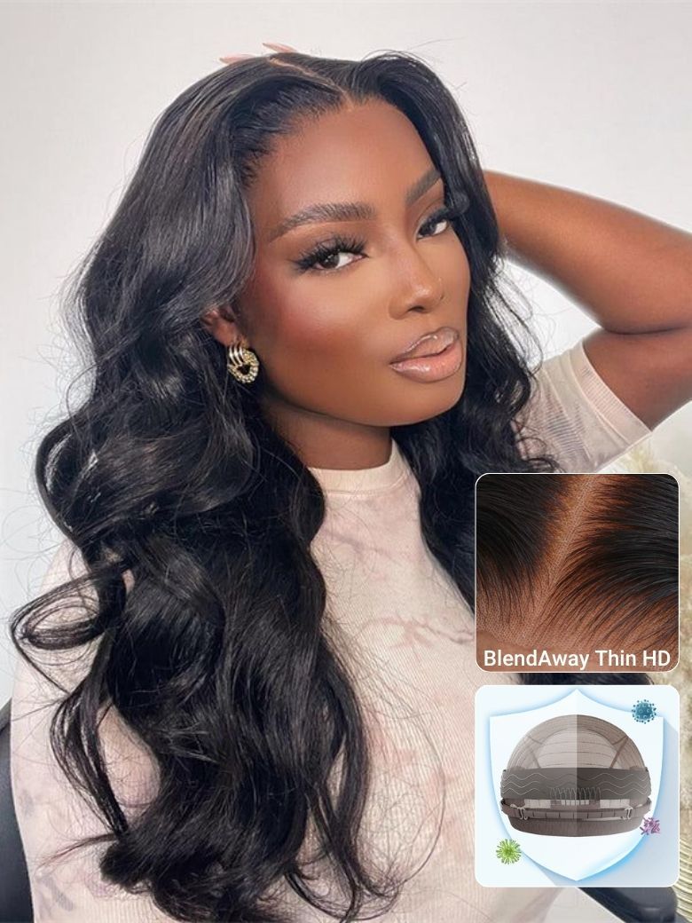 Onime 5x5 HD BlendAway Glueless Wig Body Wave Human Hair Wig with Bleached Knots Match All Skin