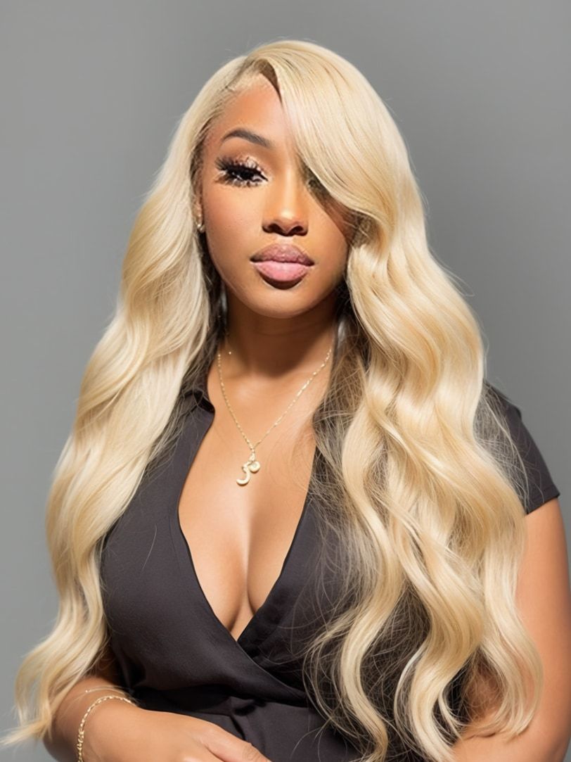 Onime 613 Blonde Color Full Lace Frontal Wig 180% Density Straight 100% Human Hair Wig