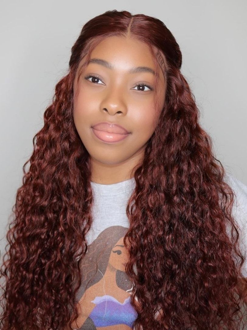 Onime Pre everything Wig 2.0™_ Onime 13x4 Lace Reddish Brown Water Wave Real Ear to Ear Lace Put on and Go Frontal Wig