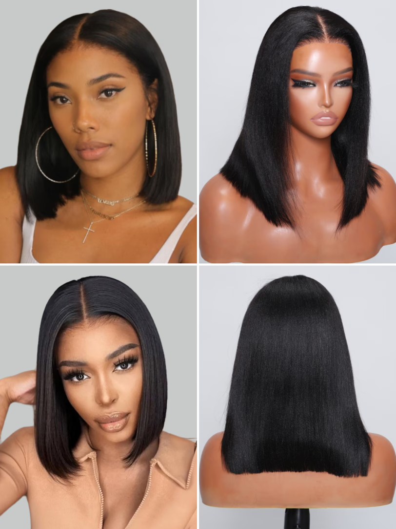 Pre everything Wig 2.0™|Onime 13x4 Yaki Bob Real Ear to Ear Lace Front Put on and Go Wig