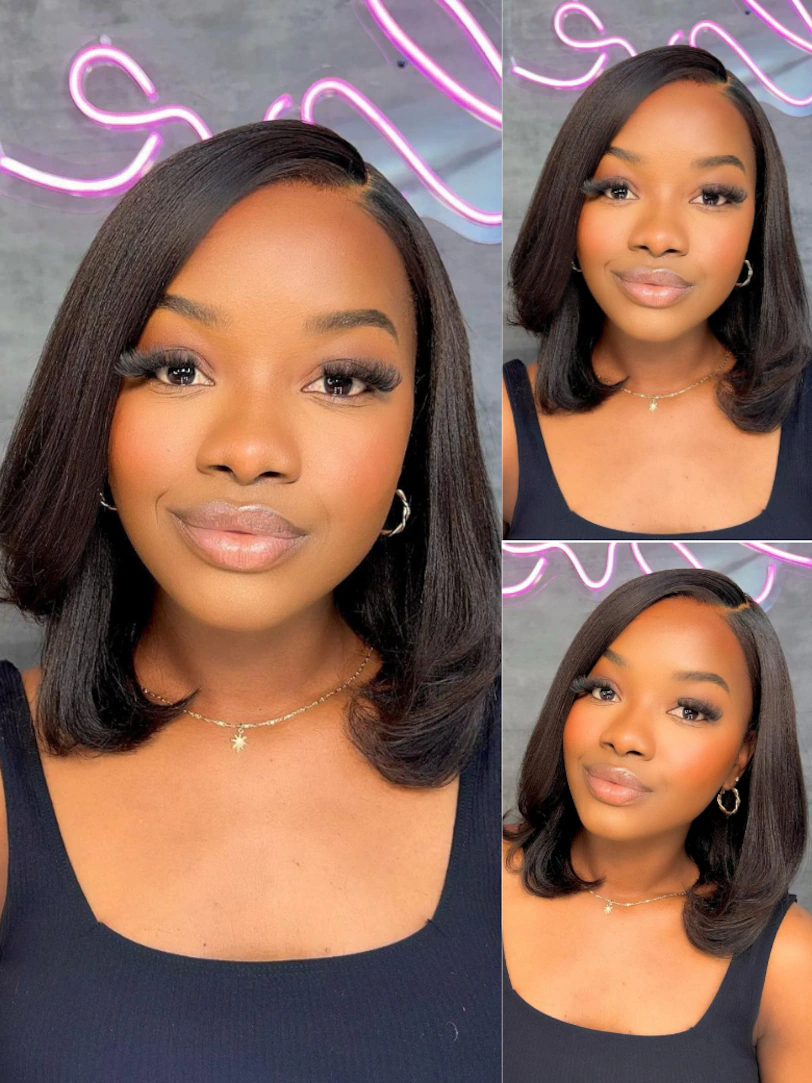 Pre everything Wig 2.0™|Onime 13x4 Yaki Bob Real Ear to Ear Lace Front Put on and Go Wig
