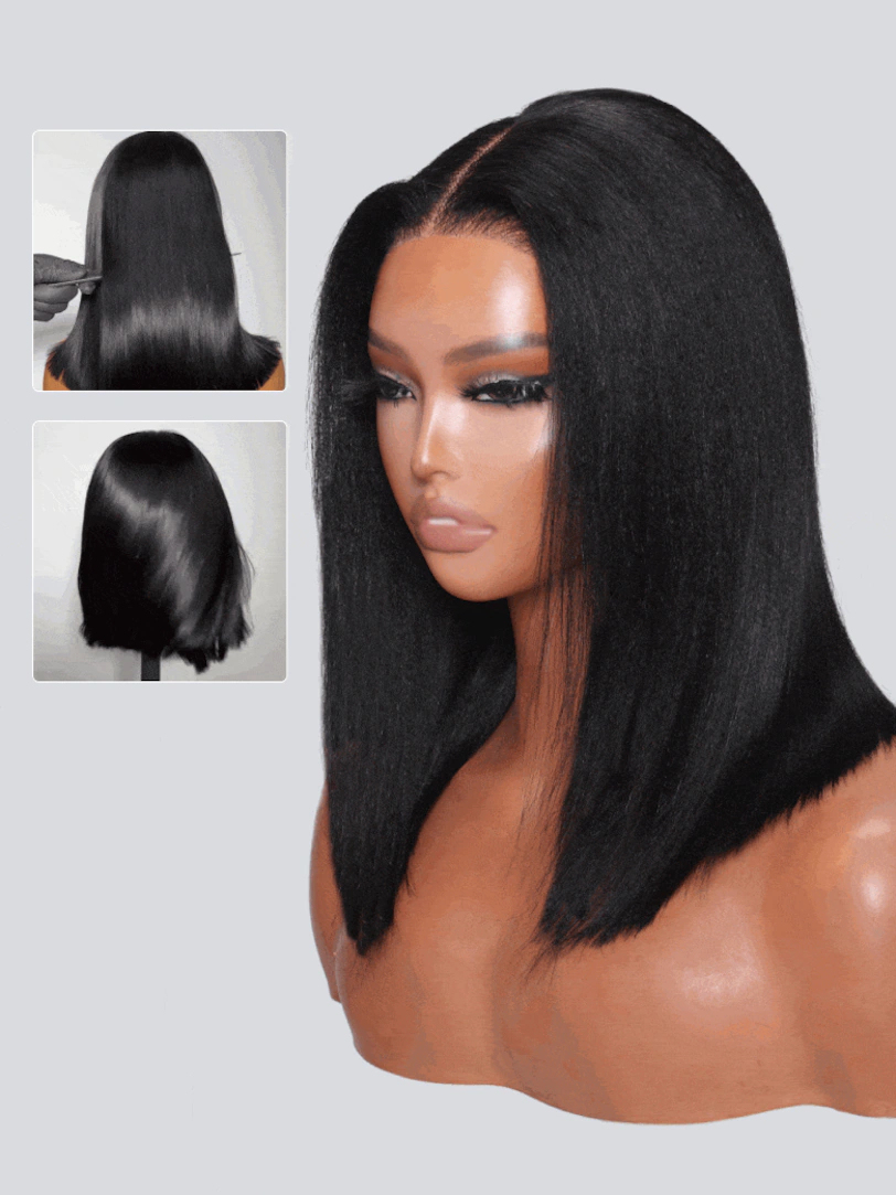 Onime Bye Bye Knots Yaki Straight Bob Wig 5x5 Pre-Bleached Natural Looking Glueless Wig with Invisi Drawstring