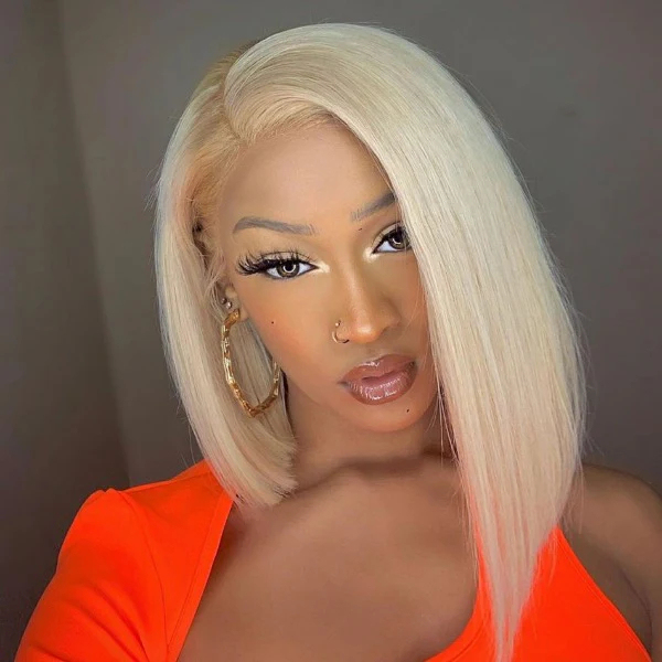 Onime 613 Blonde Bob Wigs Human Hair Lace Front Wigs Preplucked with Baby Hair
