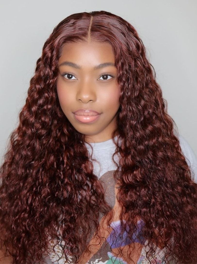 Onime Pre everything Wig 2.0™_ Onime 13x4 Lace Reddish Brown Water Wave Real Ear to Ear Lace Put on and Go Frontal Wig