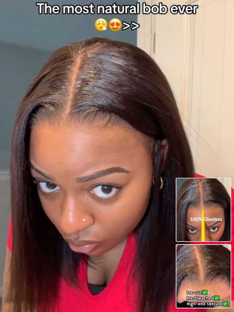 Pre everything Wig 2.0™|Onime 13x4 Yaki Bob Real Ear to Ear Lace Front Put on and Go Wig