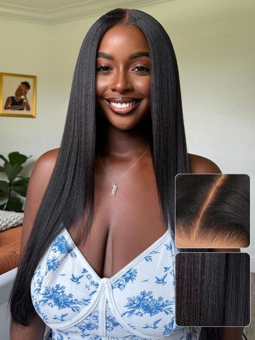 Onime Yaki Straight 5x5 Bye Bye Knots and 13x4 Pre Everything Wig 2.0™ Transparent Lace Put on and Go Wig