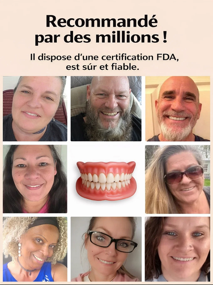 Sans colle, sans dentiste et sans rendez-vous! | Une prothèse parfaitement ajustée en 1 minute【Boîte à dents portable intégrée】Retrouvez le sourire avec des prothèses dentaires
