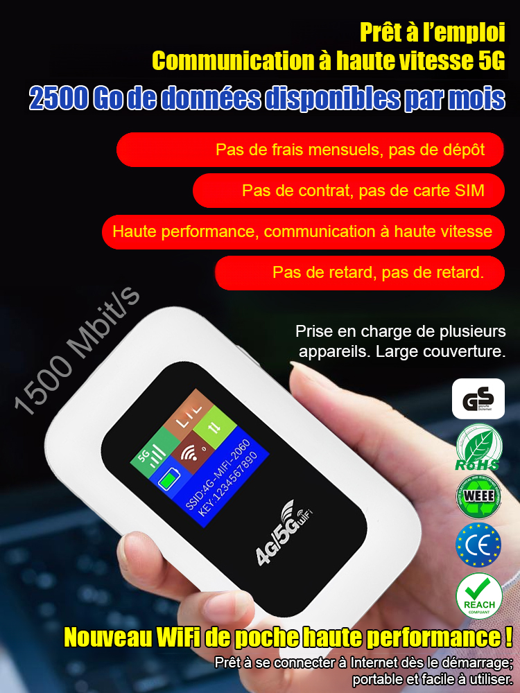 Pas d’abonnement! Internet 5G gratuit à vie. WiFi Portable