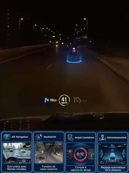 ⚡Pas besoin de changer de voiture! Tout dans votre champ de vision : GPS, vitesse, alertes, notifications – sans jamais quitter la route des yeux | Affichage tête haute HD pour voiture