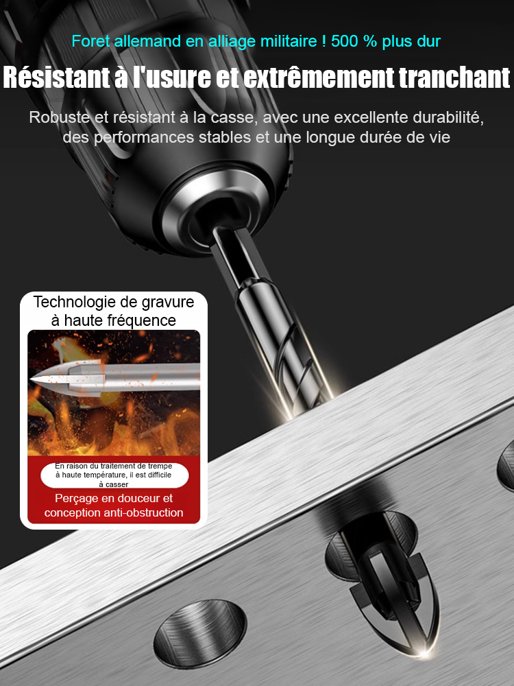[Remboursement intégral si le perçage n'est pas réussi] Jeu de forets croisés en acier au tungstène ❤️ Perce les murs, le verre, la céramique et l'acier inoxydable en 1 seconde.