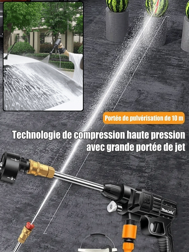 【Plus besoin de prise électrique!】Nettoyeur Haute Pression Sans Fil - Jet puissant à 10m