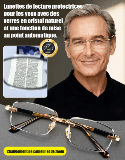 Aucune ordonnance requise ; s'ajuste automatiquement de -7 à +7 dioptries pour répondre à vos besoins visuels. Lunettes anti-fatigue à cristaux naturels, zoom automatique pour presbytie