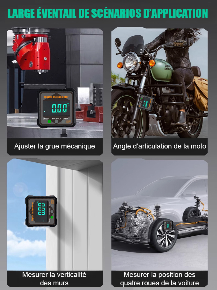 [Niveau + Rapporteur + Outil de positionnement] Niveau numérique à angle de mesure avec aimant puissant