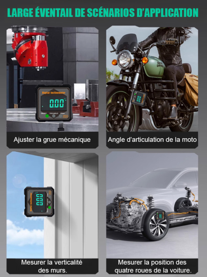 [Niveau + Rapporteur + Outil de positionnement] Niveau numérique à angle de mesure avec aimant puissant