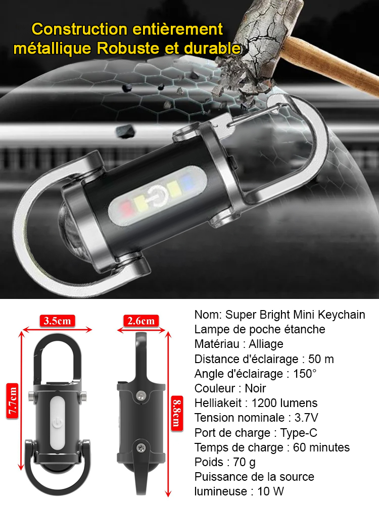 【Lampe de poche mini 6000 lumens】Power bank, lampe torche et lumière d’urgence SOS – tout en un! 🔦⚡🚨